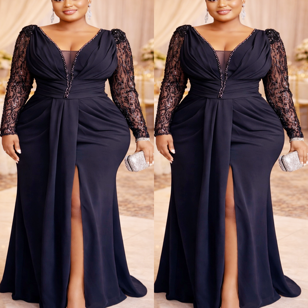 

2026 Plus Size Navy Blue Mermaid Mother Of Bride Dresses Lace Beaded Chiffon Evening Party Mama's Dress Vintage 50's Birthday Wedding Guest Groom Mother's Gowns