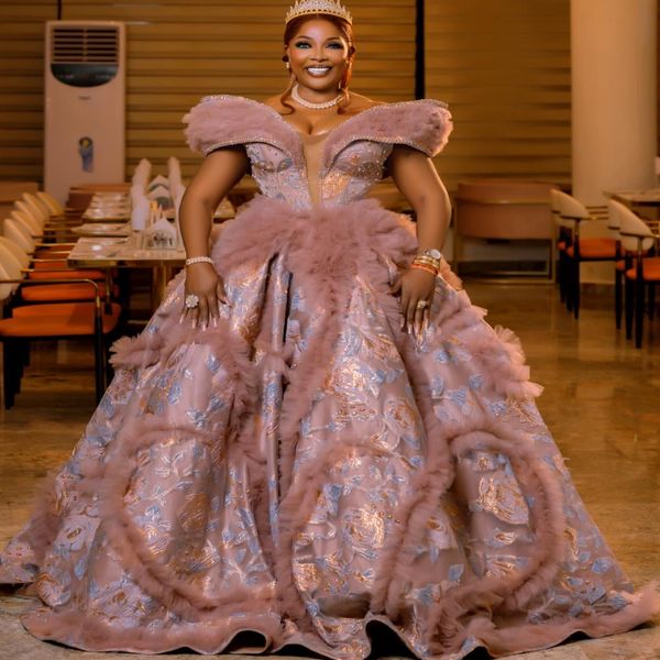 

Aso Ebi Ball Gown Embroidery Prom Dresses 2026 Beaded Crystals Tiers Evening Formal Party Second Birthday Engagement Gowns Dress For Special Occasions, Same as picture