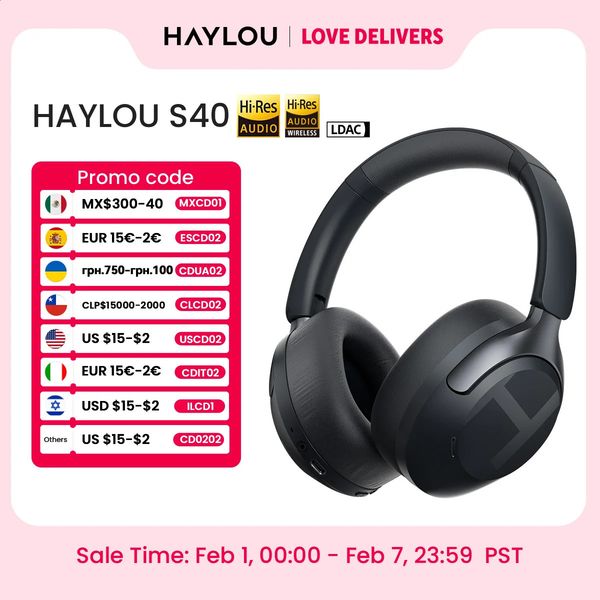 HAYLOU S40 ANC Wireless Headphone 50dB Noise Canceling Hi-Res 3D Spatial Audio Earphone with LDAC Bluetooth 60 Over Ear Headset 260203