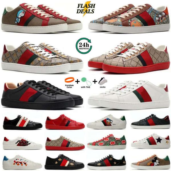 

35-45 Designer Ace Bee Men Women Casual Shoes Sneaker Luxury Low Flat Fashion Tiger Embroidered Black White Red Green Stripes Platform Walking Shoe Sports Sneakers, #1