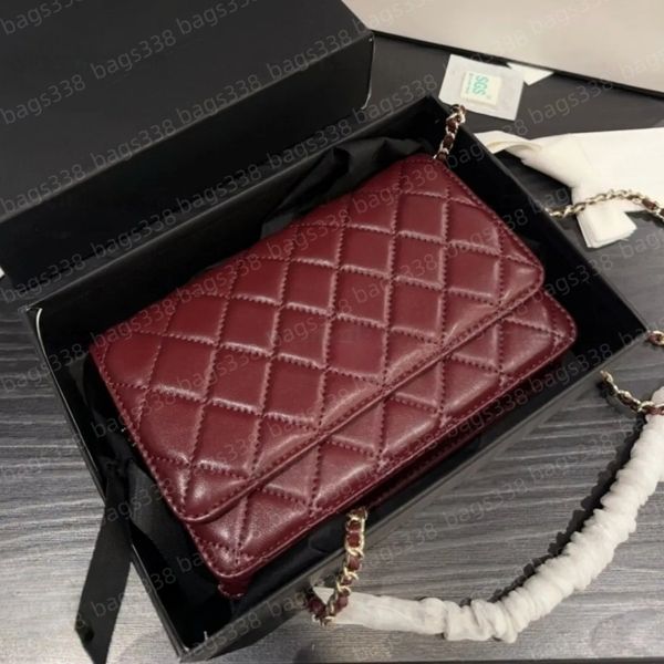 

Top women designer crossbody bags ladies small handbag tote bag chain strap leather quality casual refined diamond lattice caviar purse flap shoulder Burgundy, A9