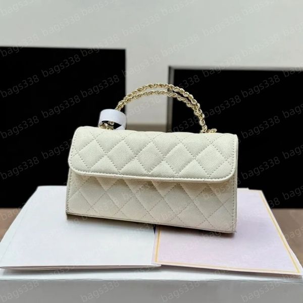 

Designer handle ladies chain crossbody strap leather chic casual refined diamond lattice small tote bag shoulder bags quality caviar phone purse flap commuter, A12