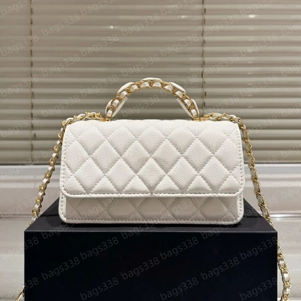 

Top designer crossbody bags ladies small handle tote bag chain strap quality leather casual refined diamond lattice caviar flap shoulder women handbag, A4