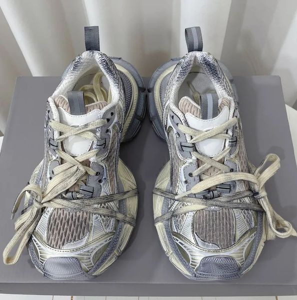 designer shoes 3XL sneakers Women's Men's Casual Leather three Layer Black White Pink mesh Nylon Goma