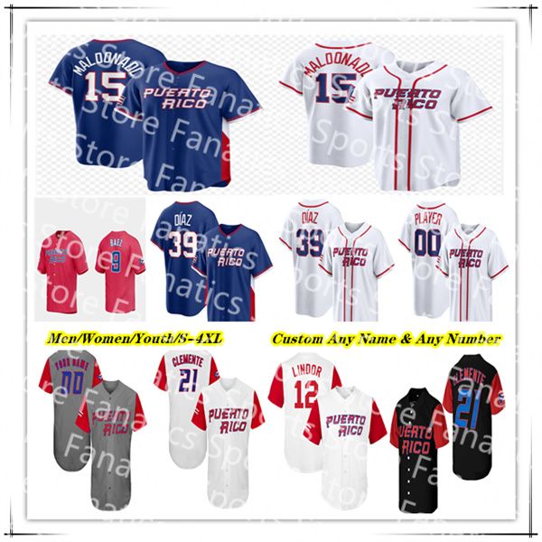 

Team Puerto Rico 2026 World Baseball Classic WBC Jersey Javier Baez Lindor Nolan Arenado Willi Castro Martin Maldonado Edwin Diaz Edwin Arroyo Carlos Cortes Moran 4X, Men white style1