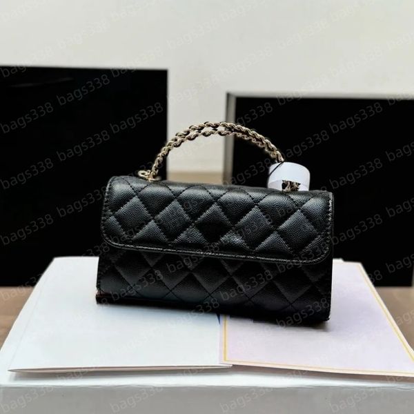 

Designer handle women crossbody leather chain strap chic casual refined diamond lattice small tote bag shoulder bags quality caviar phone purse flap shoulder, A19