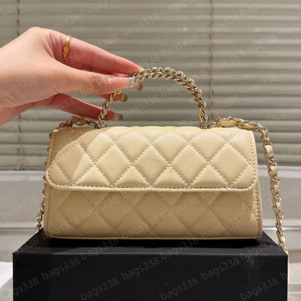 

Top designer crossbody bag ladies small handle tote bag chain strap leather quality casual refined diamond lattice caviar women purse flap women mini shoulder, A15