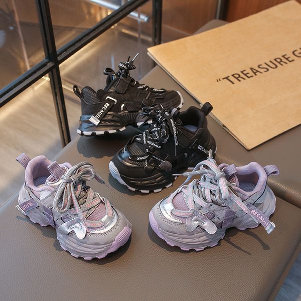 

Free shipping kid shoes Boys Fashion Sneakers Girls Sport Running Shoes Kids Breathable Casual Trainers Outdoor Shoes Size 26-37, Purple