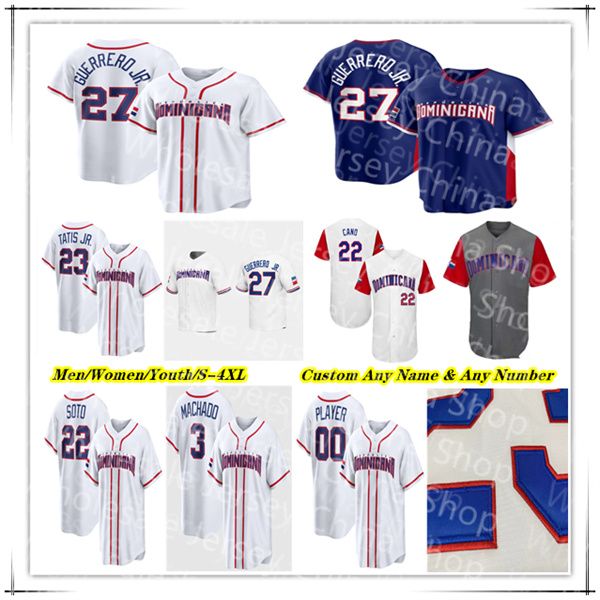 

2026 Dominican Republic WBC World Baseball Classic Jersey Vladimir Guerrero Jr Julio Rodriguez Juan Soto Fernando Tatis Geraldo Perdomo Ketel Marte Manny Machado, Men grey style