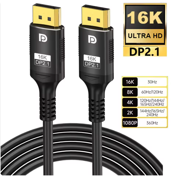 16K DP 2.1 Displayport Cable 16K 30Hz 8K 60Hz 4K 120Hz 32Gbps Video Audio Cable Display Port 1.2 Adapter for Laptop HDTV PC