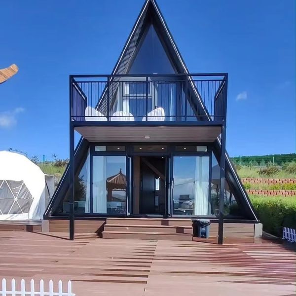 Prefabricated Tree House Triangular Wooden House 2 Bedroom House A-Frame Tree Cabin