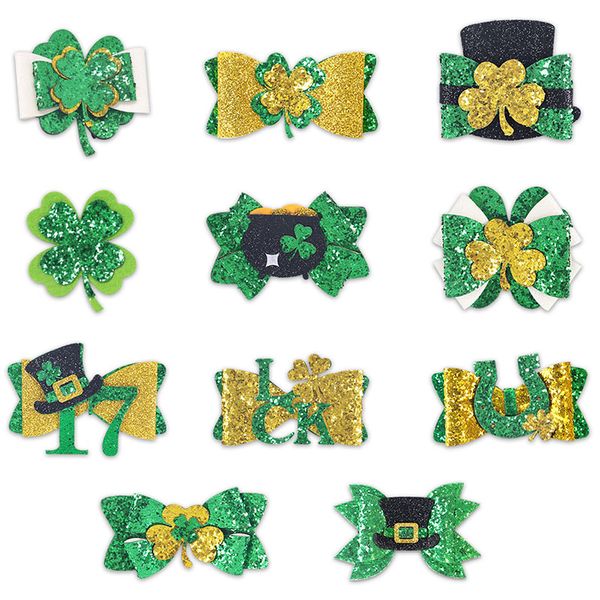 St. Patrick's Day Irish Clover Sparkle Hairclip - Festive Green & Pink Clovers for Costumes