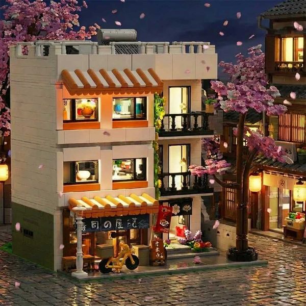 Japanese Apartment Building Set With Lighting 5 Figures City Architecture Modular Building Block Assembly Model Kit Gift 3911PCS X2602251