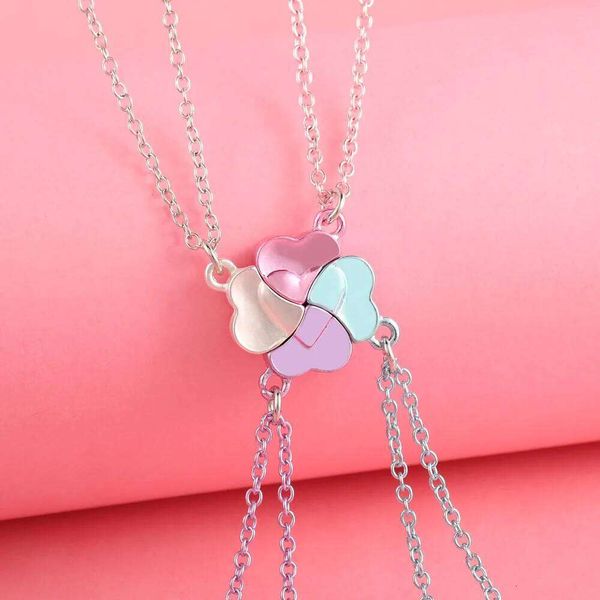 Lovecryst 4Pcs/set Lucky Four Leaf Clover Stitching Best Friend Bestie Necklace for Girls Fashion Friendship Gifts J260225
