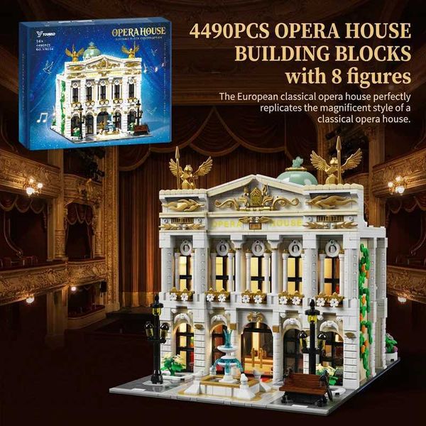 Opera House Lighting Building Set WIth 8 Figure City Architecture Modular Building Blocks Assembly Model Kit Adults Gift 4490PCS X260225