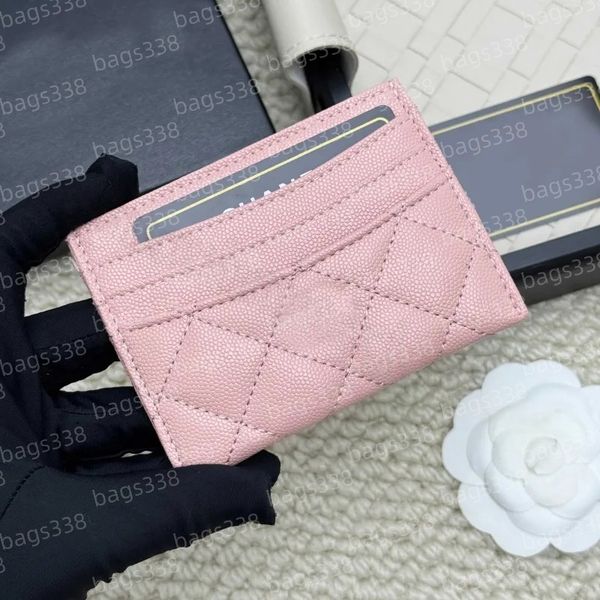 

Card holder women wallet designer purses handbag elegant leather secure credit slots caviar compact casual porte carte quality grained smooth passport organizer, Black