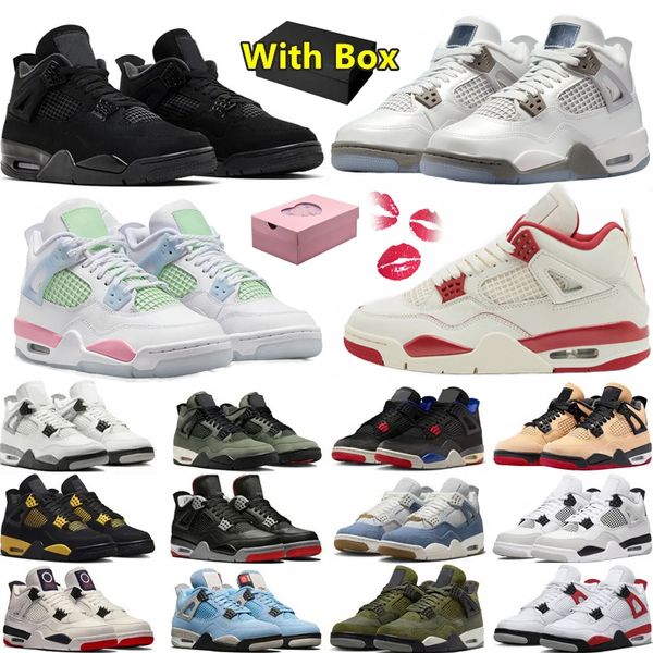 

With Box 4 4s mens basketball shoes 2026 Black Cat White Cement Brick by Brick Bred Reimagined denim Lakeshow Valentine's Day men women trainers sports sneakers, # color 1