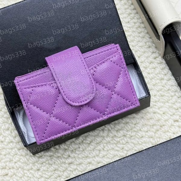 

Designer fashion card holder women men classic pattern 10A quality wallet purses handbag genuine leather mini bags brand credit slots caviar compact passport, A21