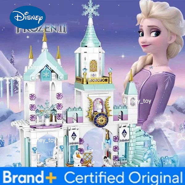 Disney Princess Elsa Ice Castle Anna Princess Magic Castle Set Building Model Blocks Gifts Toy DIY Gifts for Girls H260226