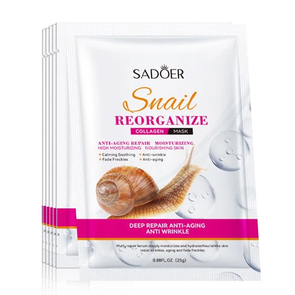 5pcs SADOER Snail Collagen Face Mask Firming Moisturizing Brightening Hydrating Facial Masks Beauty Face Skin Care Products 260126