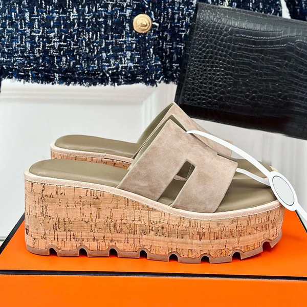 

Summer wedge Sandals Mules Slippers Slides platform pump heels Women's luxury designer Casual Sand Party shoes factory footwear Size 35-41, Blue