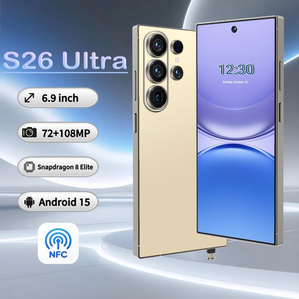 The new S26 Ultra smartphone features a 7.3-inch screen with NFC and runs on the Android operating system.