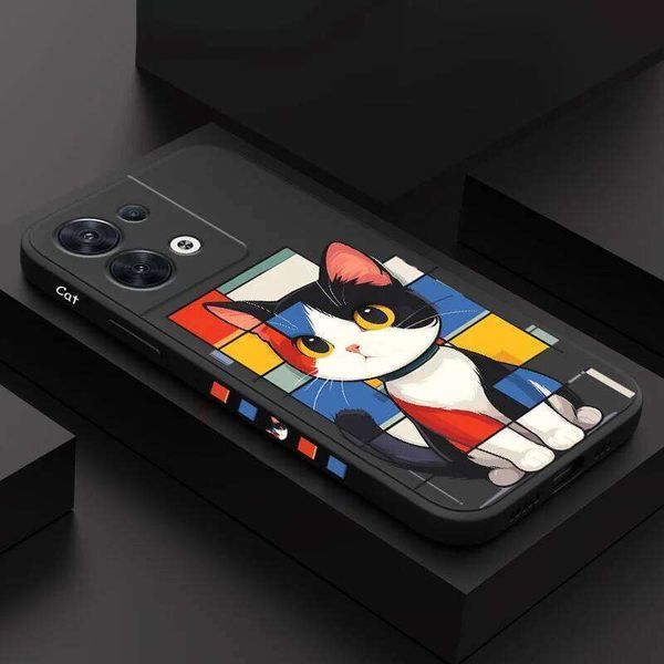 Romantic Cat Phone Case For OPPO Reno 12 11 12F 11F 10 8 8T 8Z 7 7Z 6 5 4G 5G Pro Plus Liquid Silicone Cover