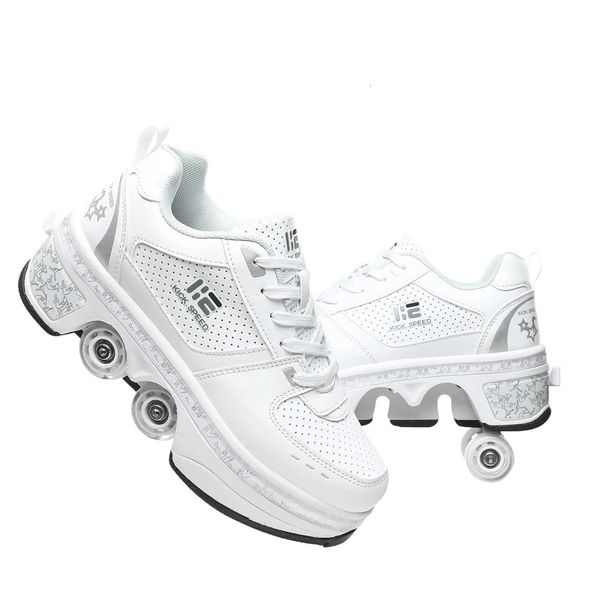 Unisex Four-Wheel Roller Skate Shoes Casual Deformation Parkour Sneakers Kids Skates Stage personalized Sport 260602BJ
