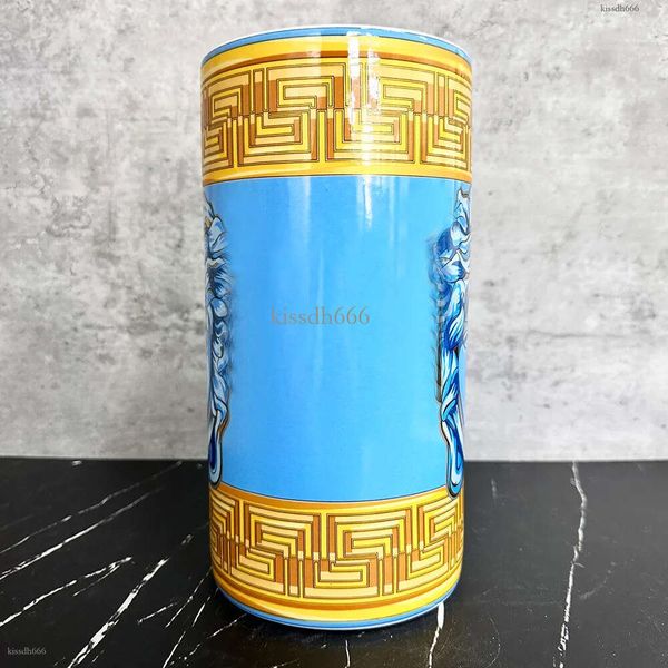 Nordic ceramic gold painted vase, creative home decoration, modern minimalist living room