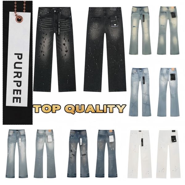 Purples Jeans Designer Jeans Mens jeans Fashion Ripped Joggers Baggy Wide Leg Jean Denims For Man Black Hip Hop Distressed Flared Pants High Quality Y2k Jeans
