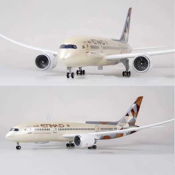 43cm Airplane Toy b787 Aircraft Etihad Air Model Resin with Light Wheel Planes Airplanes Decoration Home Plane C260909