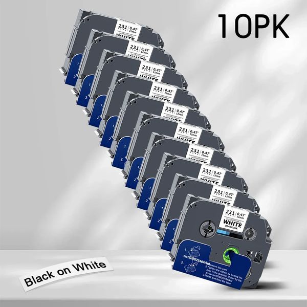 5/10PK Ribbon for Brother Label Tape 12mm tze tze-231 tze131 tze631 Compatible PTH110 P-Touch Printer 260530
