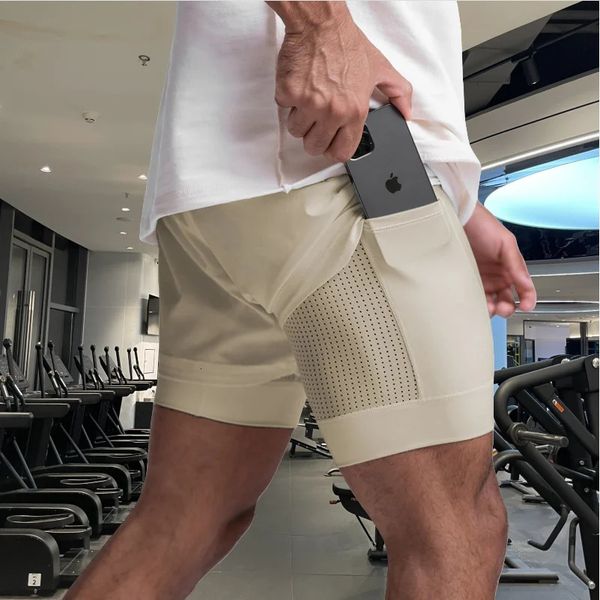 mens sports shorts 2 in 1 Running double layer breathable fitness bodybuilding training Jogging Shorts 260604BJ