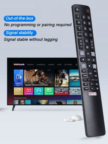 10Pcs/set RC802N Replacement TCL Smart TV Remote Control For TCL TV 4K HDTV P20 Series C2 Series NETFLIX