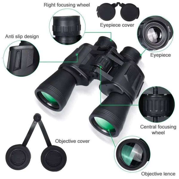 20X50 Binoculars for Adults High Powered Professional FMC Lens Central Focus Bird Watching Optics W260605