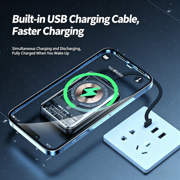 PCB Power Bank 10000mAh Cyberpunk Visible Design 15W Wireless Charger LED RMagnetic Portable M260714