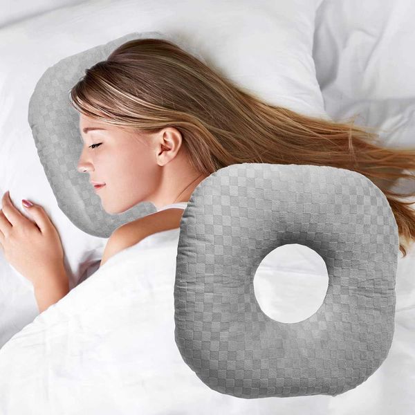 Detachable washable cover donut-shaped memory foam slow-rebound ear protection pillow for side sleepers L260606