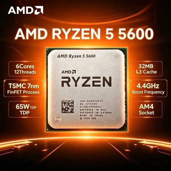 AMD Ryzen 5 5600 6 Core 12 Thread CPU Processor 35GHz 44GHz 32MB Cache 7nm AM4 Socket for Desktop Gaming