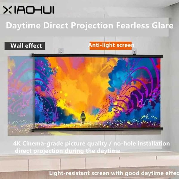 No-hole wall-mounted projection screen metal projection screen home projection screen 84 inches 100 inches 120 inches L260608