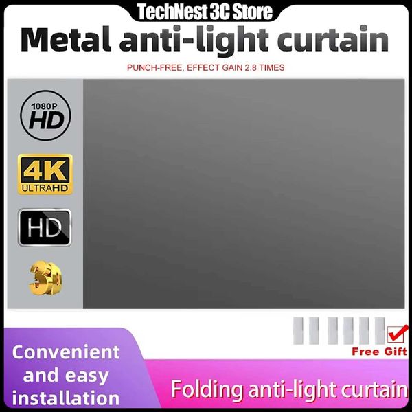 For All Projector Screen Reflective Enhance High Brightness 60 100 120inch Fabric Cloth HD Foldable Projection Portable Curtain L260608