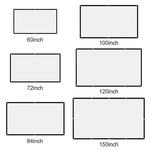 60/72/84/100/120/150 Inch High-definition Simple Home Projector Screen Folding Anti Glare Portable Projection Curtains Screen L260608