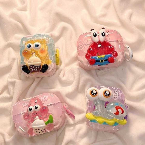 Cute 3D Cartoon SpongeBob Case for AirPods Pro3 Protective Cover for AirPods 1 2 3 4 Pro 2 3 Pro2 Earphone Case Cover L260608