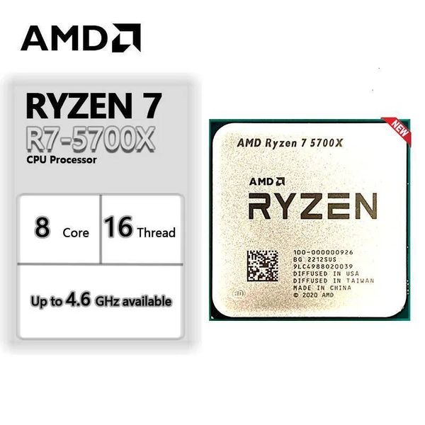 AMD R7 5700X Ryzen 7 5700X 34 GHz Eight-Core 16-Thread CPU 7NM L332M 100-000000926 Socket AM4 New