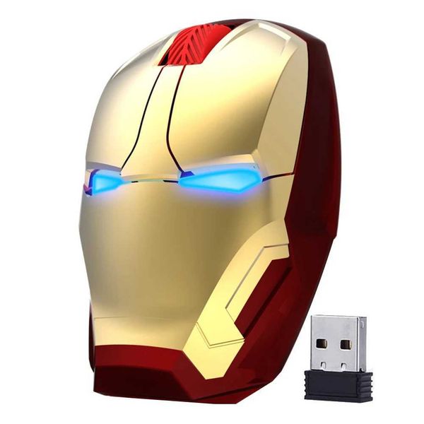 Futuristic Helmet Shape Wireless Mouse 24G Ergonomic Gaming Mouse with LED Glow Portable Office Mouse for PC Laptop Z260608