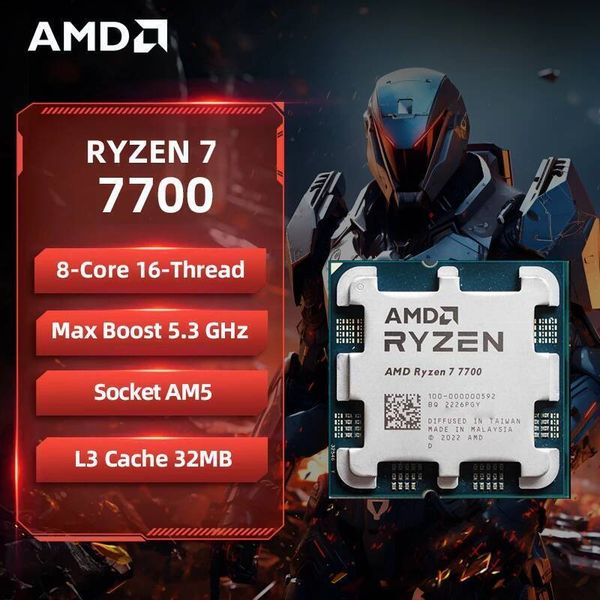 AMD Ryzen 7 7700 R7 7700 CPU 8-Core 16-Thread 53GHz Unlocked Desktop Processor Socket AM5 Gaming CPU Without Package