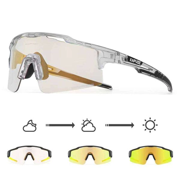 -RED Photochromic Gold Cycling Glasses Sport Men's Sunglasses for Men Bicycle Woman Outdoor UV400 Bike Goggles J260608