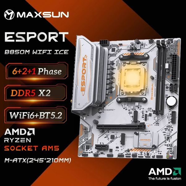MAXSUN eSport B850M WIFI ICE Motherboard AMD Ryzen AM5 Supports Ryzen7000 Ryzen8000 Ryzen9000 WIFI6 Computer components