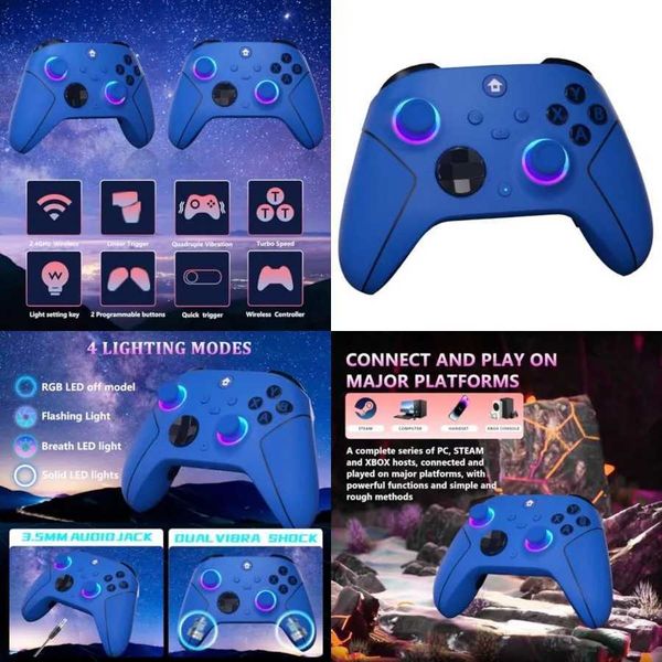 Wireless 24GHz Controller with 7 Colors RGB Light for Xbox Controller Xbox One Series X S Consoles Steam PC Windows with 1 T260608