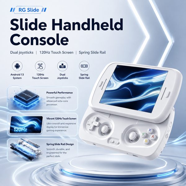 Anbernic RG Slide Sliding Android Handheld Game Console 120Hz Touch Screen Unisoc T820 Chip 5000mAh Battery Support PSP GBA FC MD NES Games Free Shipping