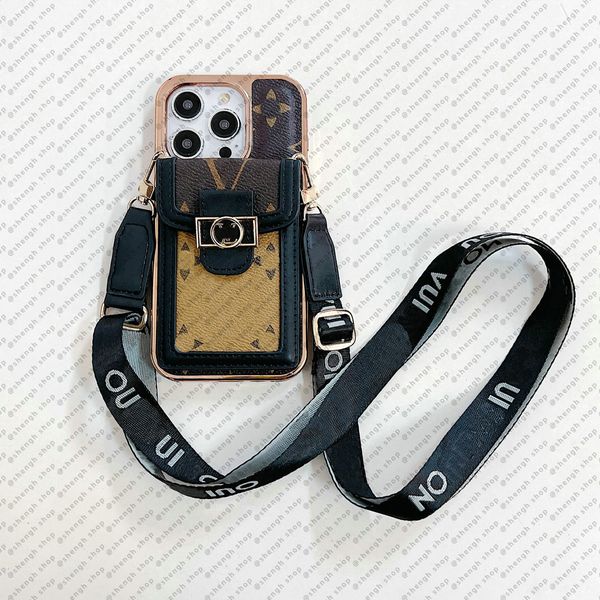 CC Designer Caviar Leather Cross body Phone Cases for iPhone 17 Pro Max 16 Pro Max 15 14 13 12 11 16 Plus Case Card Holder Luxury Handbag Madam Wallet Case Chain Lanyard